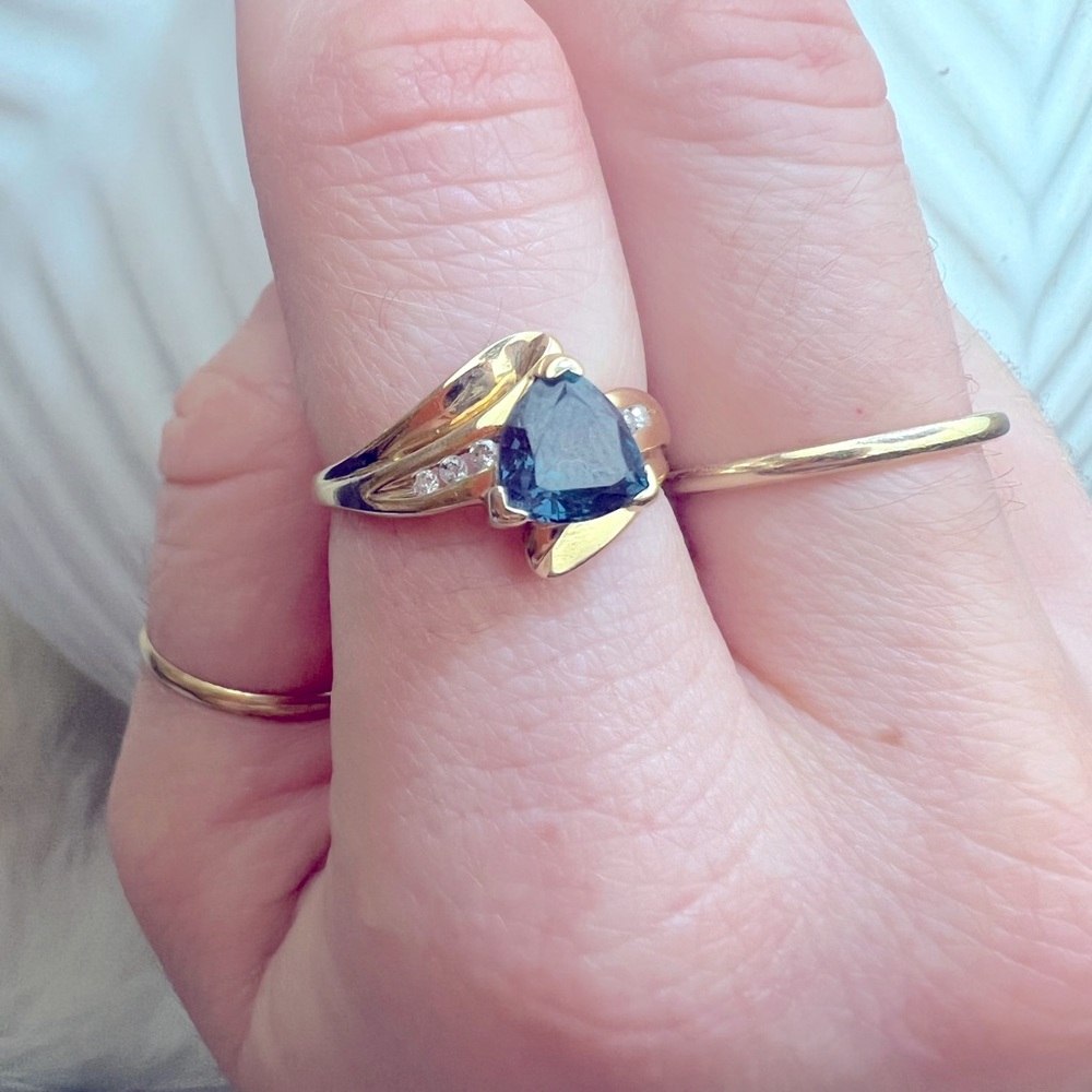 10k Genuine Sapphire with Diamond Accents